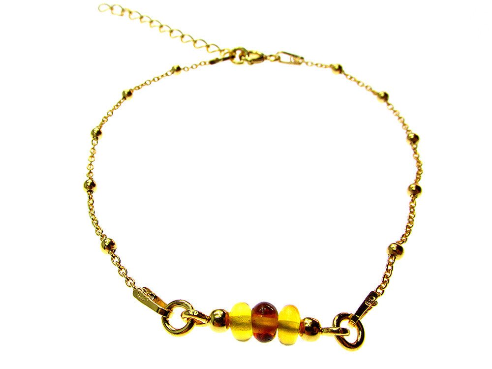 Bratara argint placata cu aur 24K si chihlimbar natural - GlamBazaar.ro