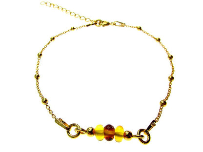 Bratara argint placata cu aur 24K si chihlimbar natural - GlamBazaar.ro