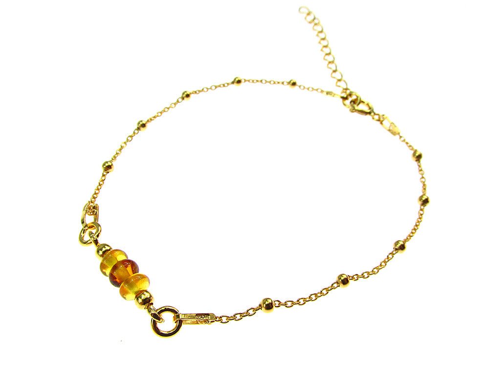 Bratara argint placata cu aur 24K si chihlimbar natural - GlamBazaar.ro