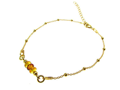 Bratara argint placata cu aur 24K si chihlimbar natural - GlamBazaar.ro