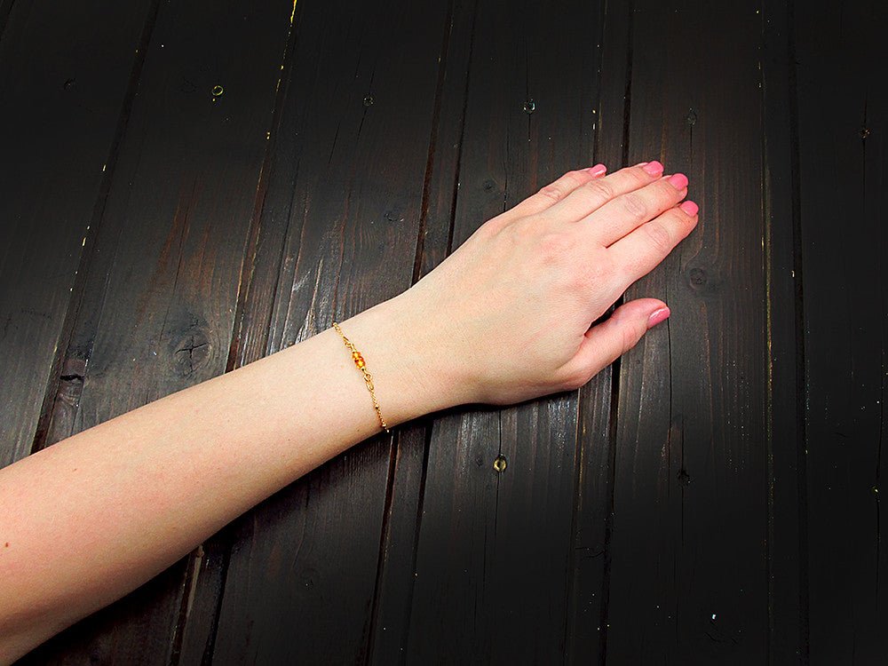 Bratara argint placata cu aur 24K si chihlimbar natural - GlamBazaar.ro