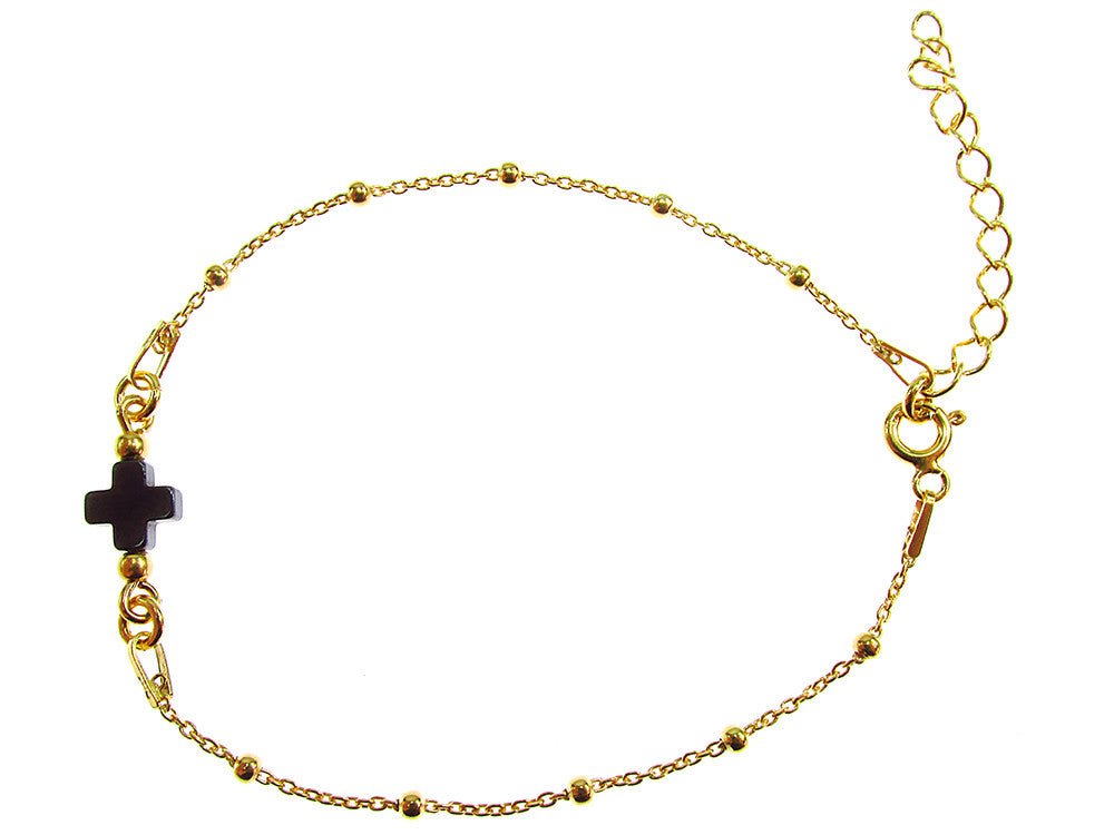 Bratara argint placata cu aur 24K si hematit natural - GlamBazaar.ro