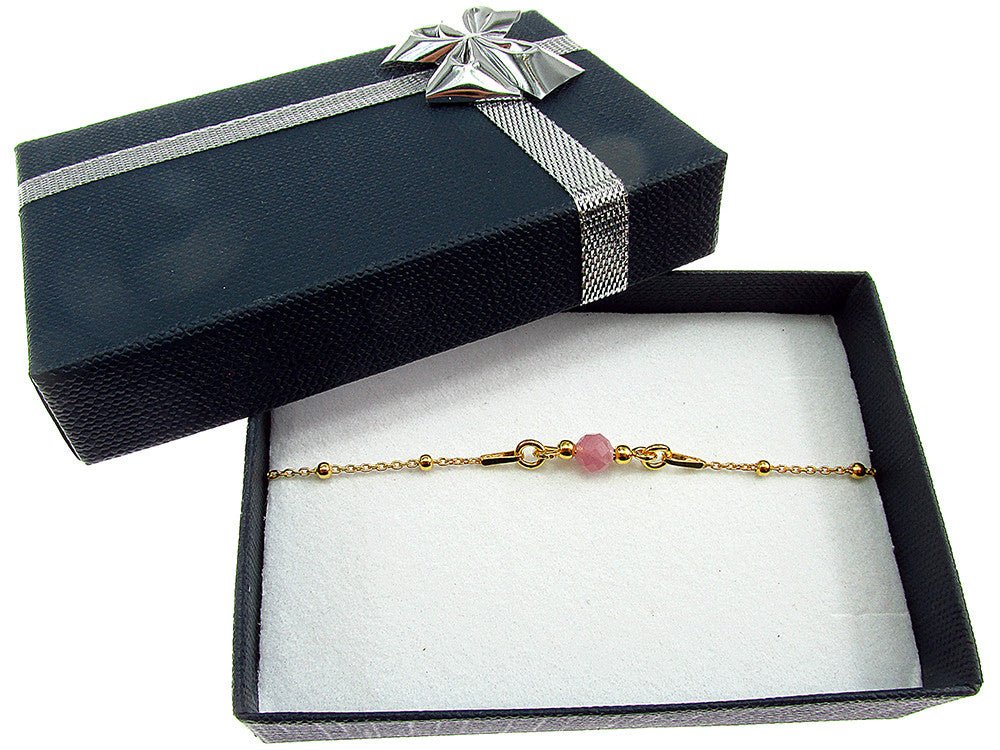 Bratara argint placata cu aur 24K si turmalina roz naturala - GlamBazaar.ro