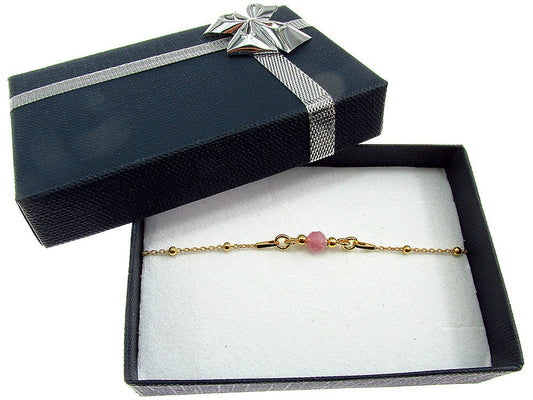 Bratara argint placata cu aur 24K si turmalina roz naturala - GlamBazaar.ro