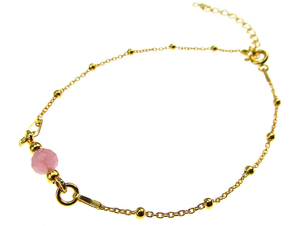 Bratara argint placata cu aur 24K si turmalina roz naturala - GlamBazaar.ro