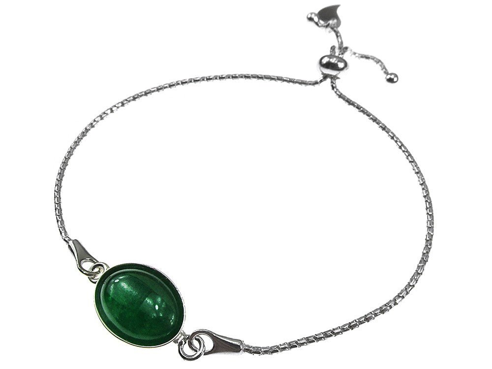 Bratara argint reglabila cu agat verde 14x10 MM - GlamBazaar.ro