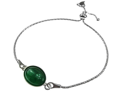 Bratara argint reglabila cu agat verde 14x10 MM - GlamBazaar.ro