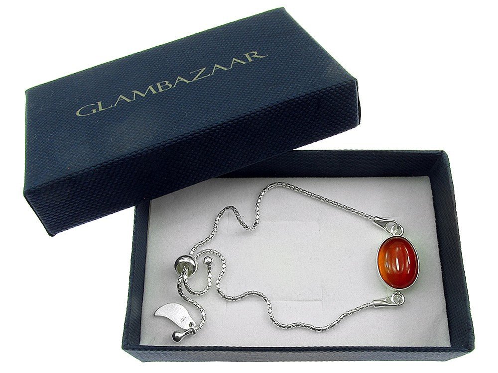 Bratara argint reglabila cu carneol 14x10 MM - GlamBazaar.ro