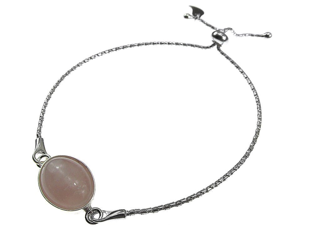 Bratara argint reglabila cu cuart roz oval 14x10 MM - GlamBazaar.ro