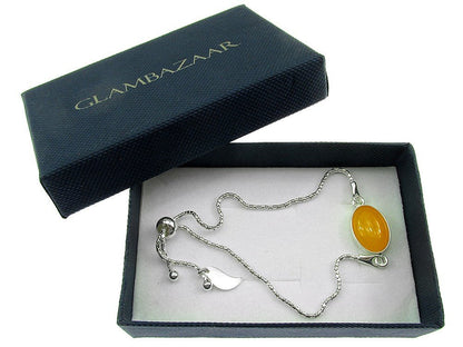 Bratara argint reglabila cu jad galben oval 14x10 MM - GlamBazaar.ro