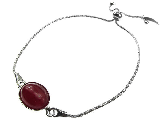 Bratara argint reglabila cu jad rosu 14x10 MM - GlamBazaar.ro