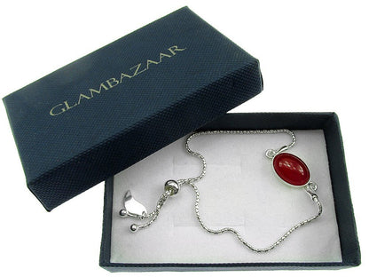 Bratara argint reglabila cu jad rosu 14x10 MM - GlamBazaar.ro