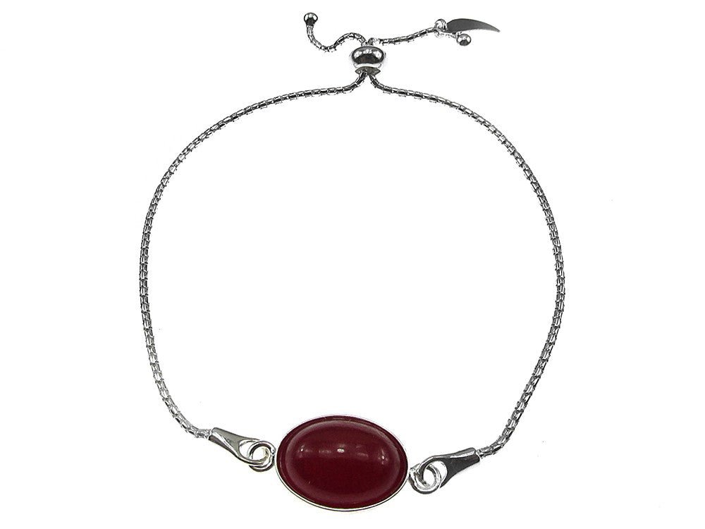 Bratara argint reglabila cu jad rosu 14x10 MM - GlamBazaar.ro