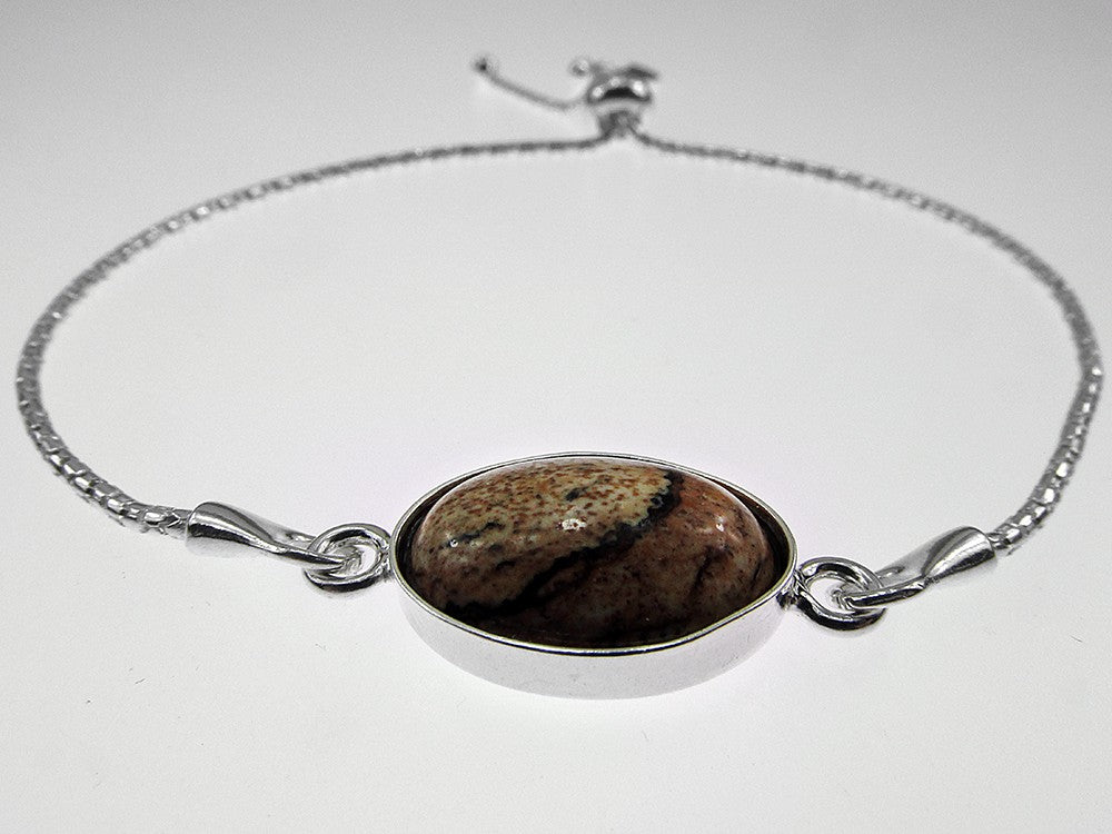 Bratara argint reglabila cu jasp Picture 14x10 MM - GlamBazaar.ro