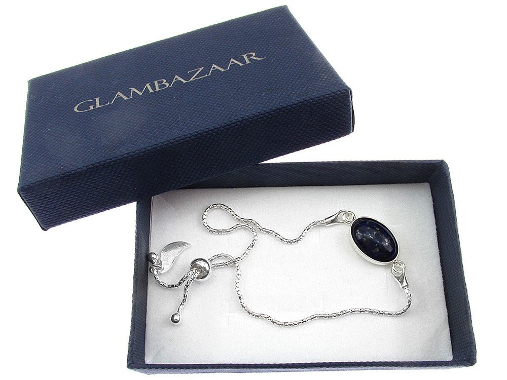 Bratara argint reglabila cu lapis lazuli 14x10 MM - GlamBazaar.ro