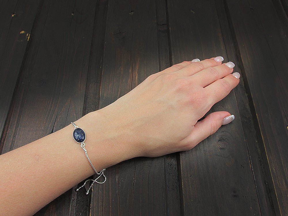 Bratara argint reglabila cu lapis lazuli 14x10 MM - GlamBazaar.ro