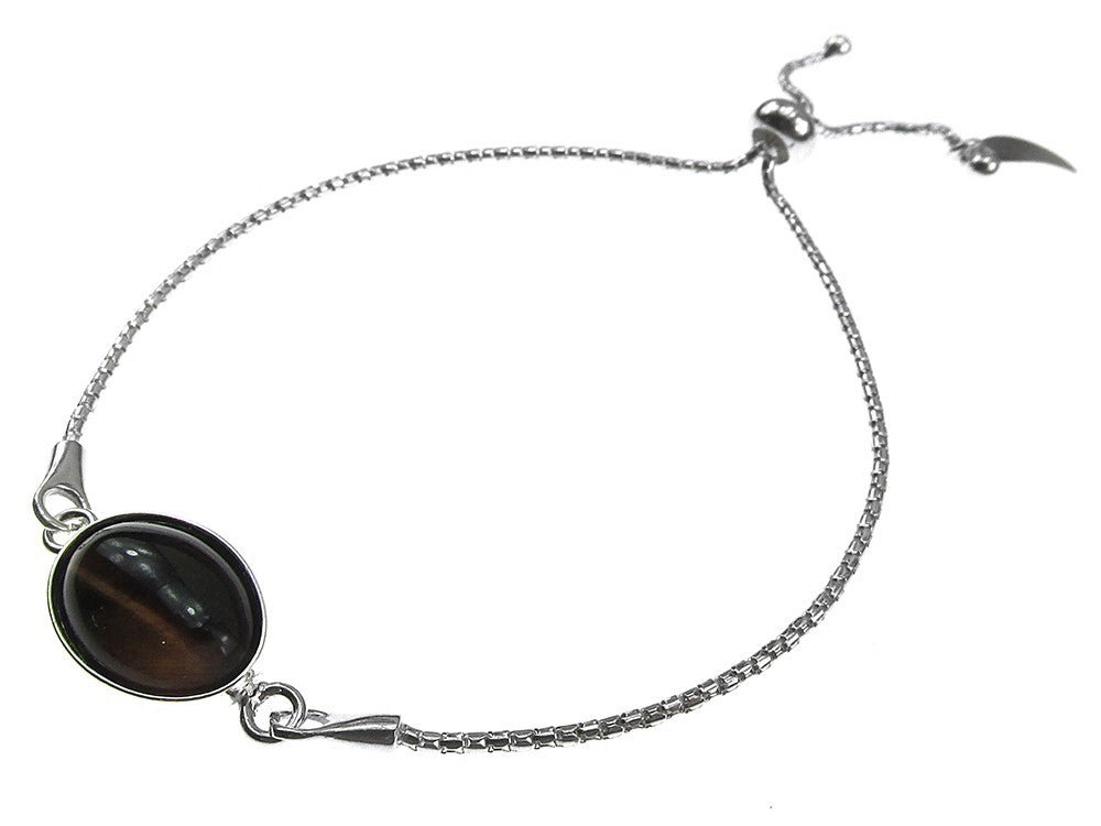 Bratara argint reglabila cu ochi de tigru 14x10 MM - GlamBazaar.ro