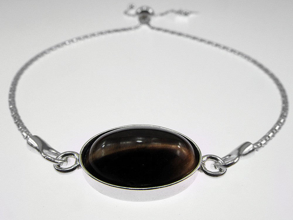 Bratara argint reglabila cu ochi de tigru 14x10 MM - GlamBazaar.ro