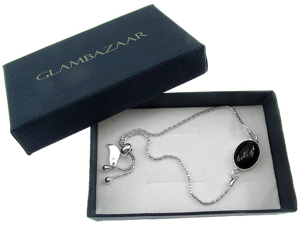 Bratara argint reglabila cu onix oval 14x10 MM - GlamBazaar.ro