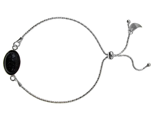 Bratara argint reglabila cu Piatra Soarelui albastra 14x10 MM - GlamBazaar.ro