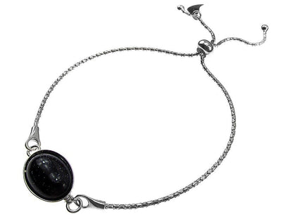 Bratara argint reglabila cu Piatra Soarelui albastra 14x10 MM - GlamBazaar.ro