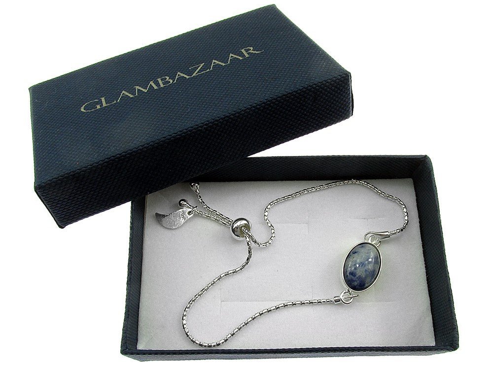 Bratara argint reglabila cu sodalit 14x10 MM - GlamBazaar.ro