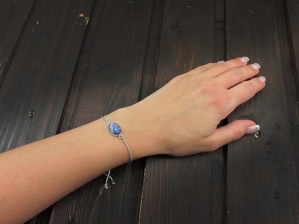 Bratara argint reglabila cu sodalit 14x10 MM - GlamBazaar.ro