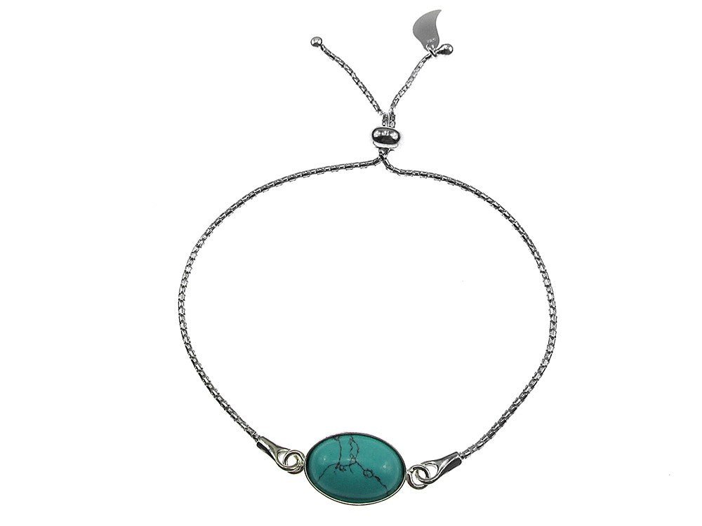 Bratara argint reglabila cu turcoaz oval 14x10 MM - GlamBazaar.ro