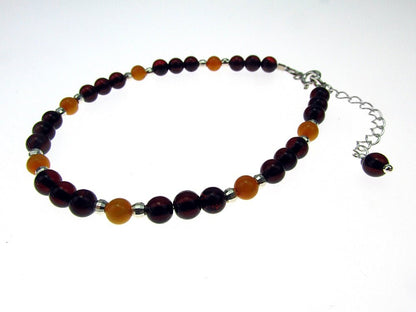 Bratara chihlimbar natural rosu/galben cu argint - GlamBazaar.ro