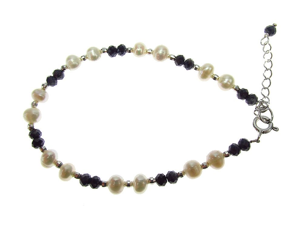 Bratara safir fatetat si perle de cultura cu argint - GlamBazaar.ro