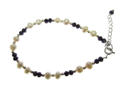 Bratara safir fatetat si perle de cultura cu argint - GlamBazaar.ro