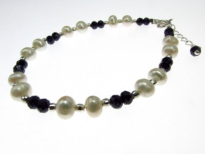 Bratara safir fatetat si perle de cultura cu argint - GlamBazaar.ro