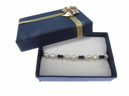 Bratara safir fatetat si perle de cultura cu argint - GlamBazaar.ro