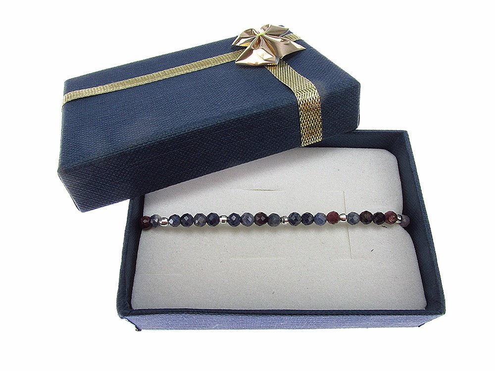 Bratara safir si rubin fatetat cu argint - GlamBazaar.ro