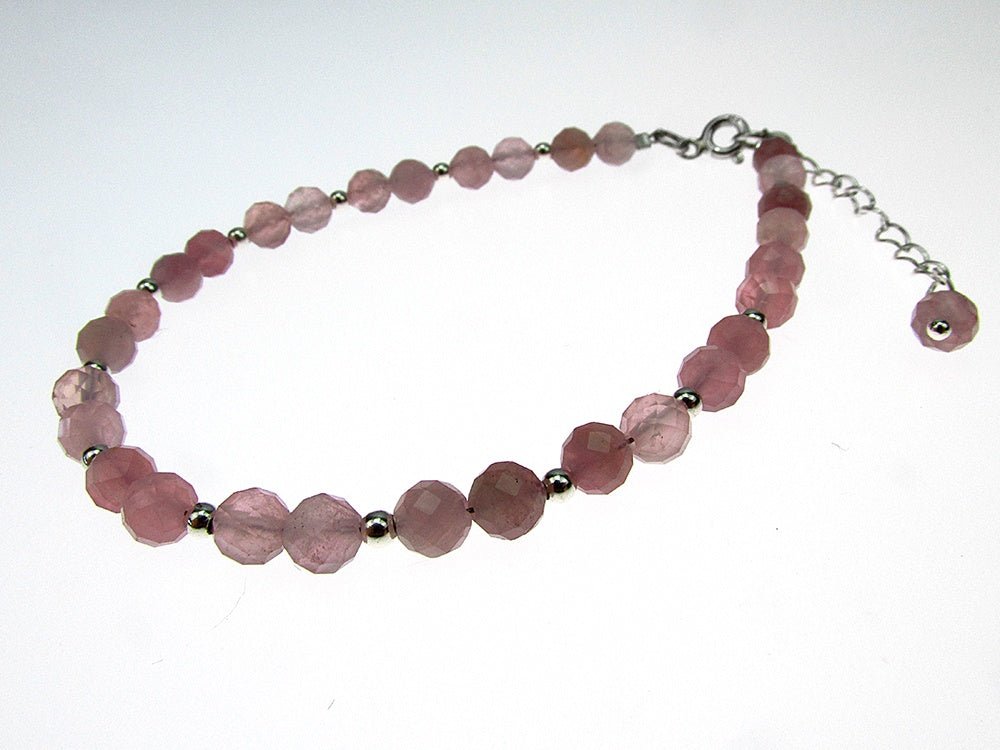 Bratara turmalina roz naturala fatetată cu argint - GlamBazaar.ro
