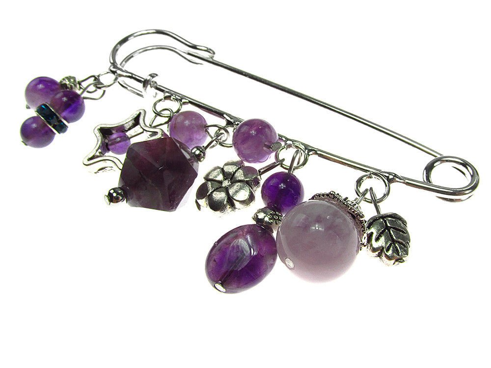 Brosa ac de siguranta supradimensionat cu ametist - GlamBazaar.ro