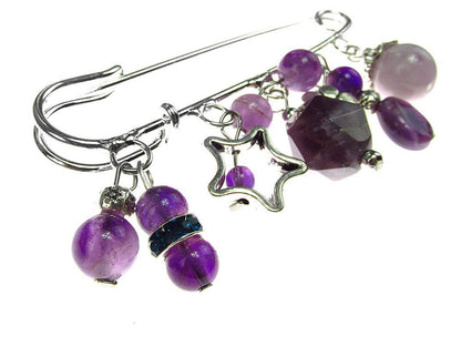 Brosa ac de siguranta supradimensionat cu ametist - GlamBazaar.ro