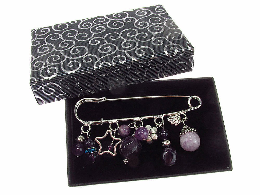 Brosa ac de siguranta supradimensionat cu ametist - GlamBazaar.ro