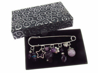 Brosa ac de siguranta supradimensionat cu ametist - GlamBazaar.ro