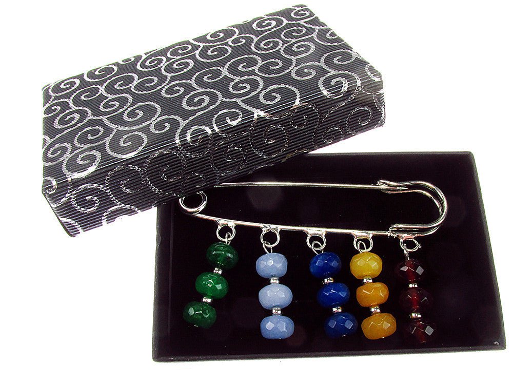 Brosa ac de siguranta supradimensionat cu jad - GlamBazaar.ro