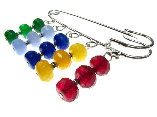 Brosa ac de siguranta supradimensionat cu jad - GlamBazaar.ro