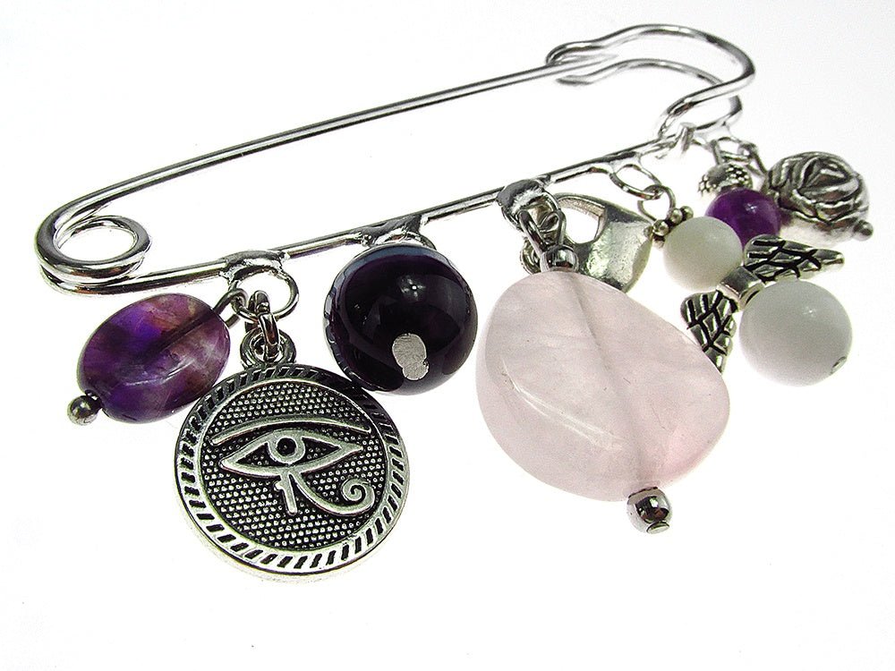 Brosa ac de siguranta supradimensionat cu margele mix - GlamBazaar.ro