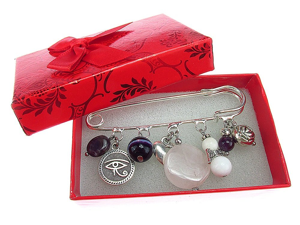 Brosa ac de siguranta supradimensionat cu margele mix - GlamBazaar.ro