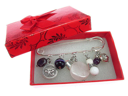 Brosa ac de siguranta supradimensionat cu margele mix - GlamBazaar.ro