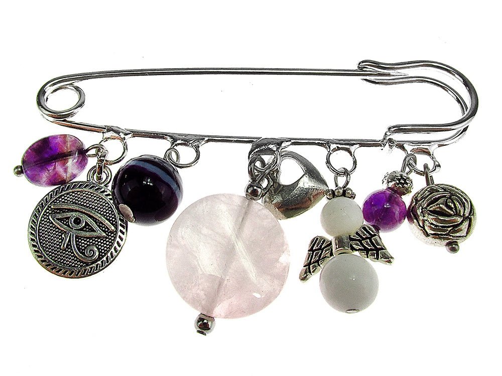 Brosa ac de siguranta supradimensionat cu margele mix - GlamBazaar.ro