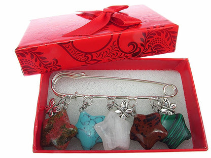 Brosa ac de siguranta supradimensionat cu stelute pietre mix 1A - GlamBazaar.ro