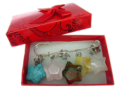 Brosa ac de siguranta supradimensionat cu stelute pietre mix 2A - GlamBazaar.ro