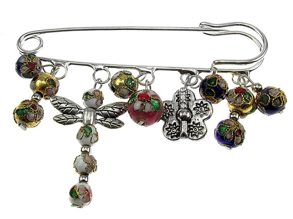 Brosa ac de siguranta supradimensionat libelula cloisonne - GlamBazaar.ro