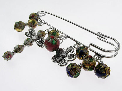 Brosa ac de siguranta supradimensionat libelula cloisonne - GlamBazaar.ro