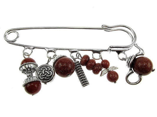 Brosa ac de siguranta supradimensionat piatra soarelui maro - GlamBazaar.ro